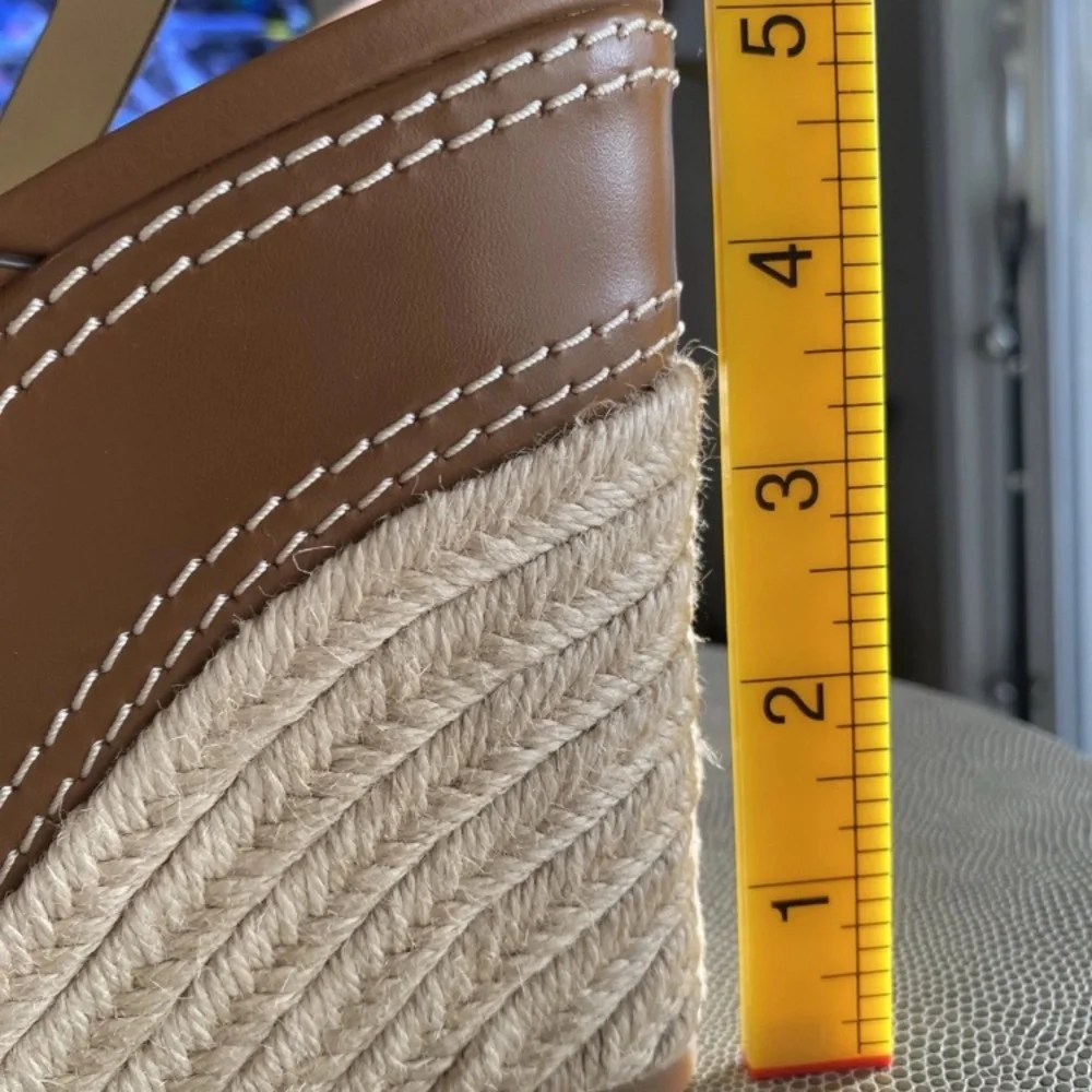 Michael Kors NORA Brown Leather Wedge Sandals NWOT - Picture 7 of 8